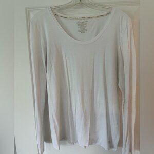 Lucky Brand Fitted White Long Sleeve Tee